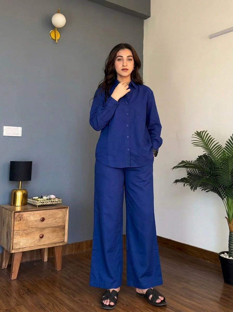 Blue Orange Cotton Co-ord Set for Women - Image 2