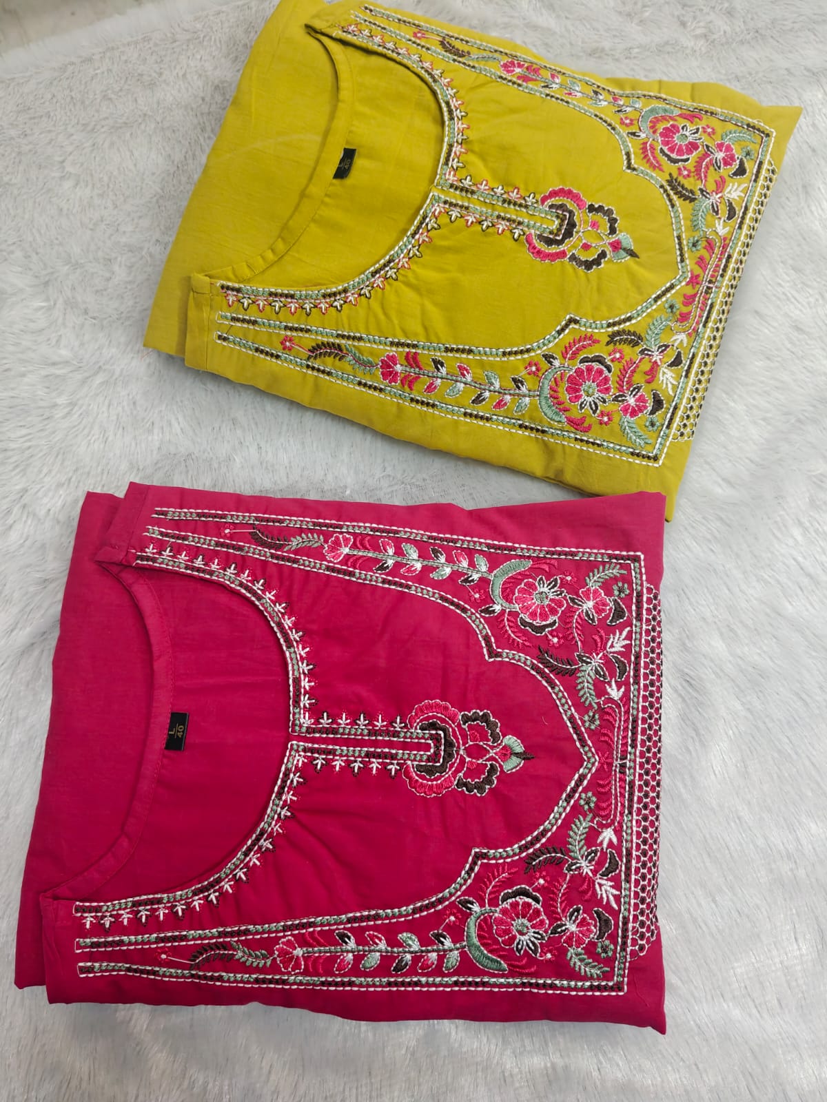 Pink Embroidered Cotton Kurta Pant Dupatta Set - Image 4