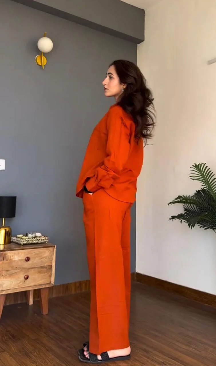 Rust Orange Cotton Co-ord Set for Women - Image 2