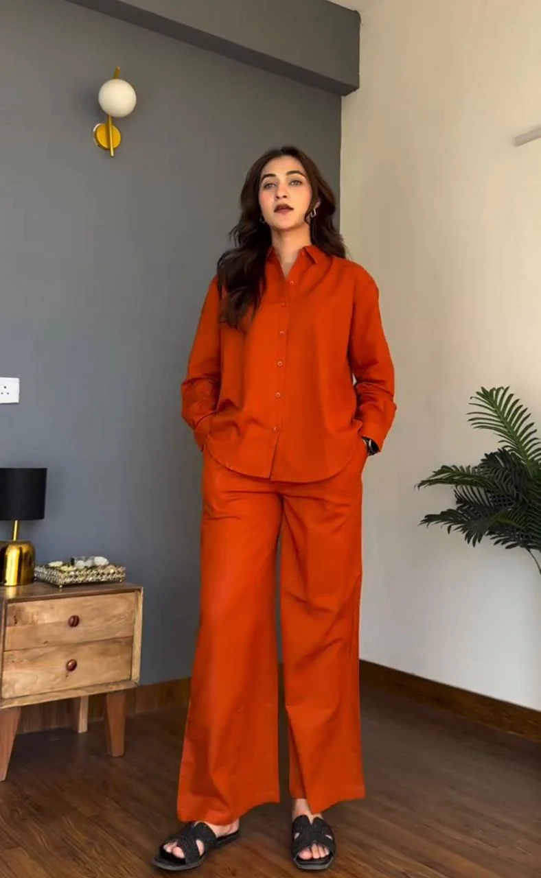 Rust Orange Cotton Co-ord Set for Women - Image 3