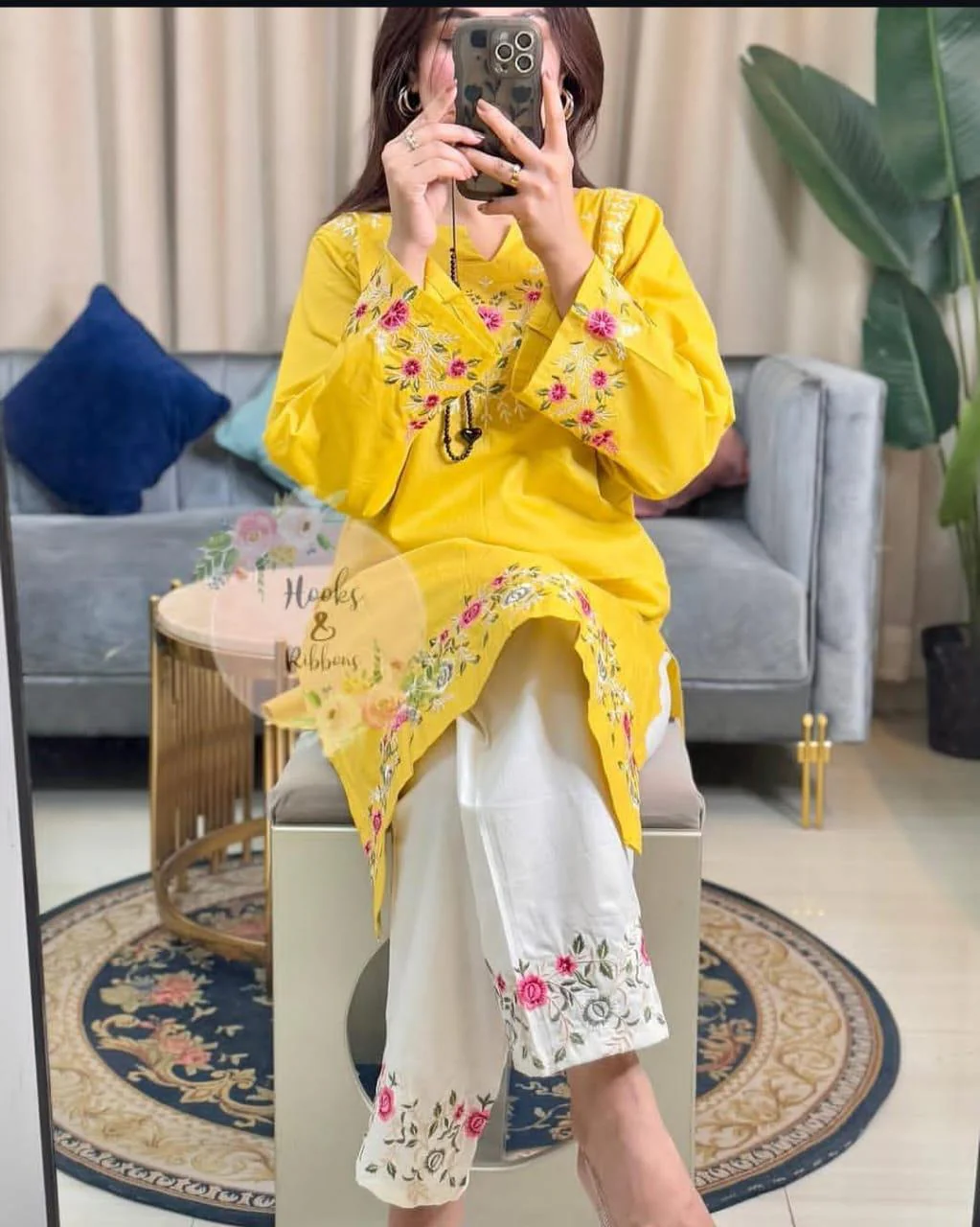 Sunshine Yellow Embroidered Co-ord Set - Image 2