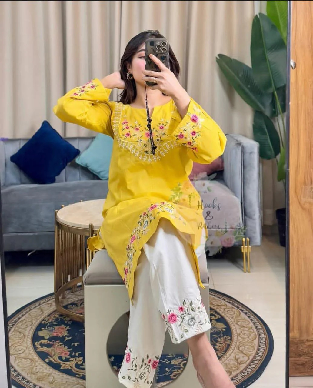 Sunshine Yellow Embroidered Co-ord Set - Image 5