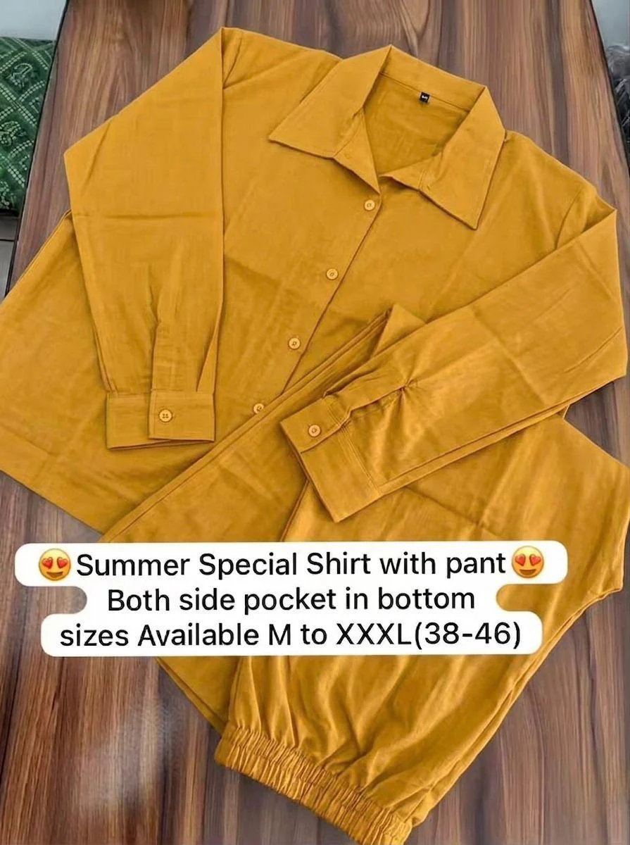 Yellow Cotton Co-ord Set for Women - Image 6