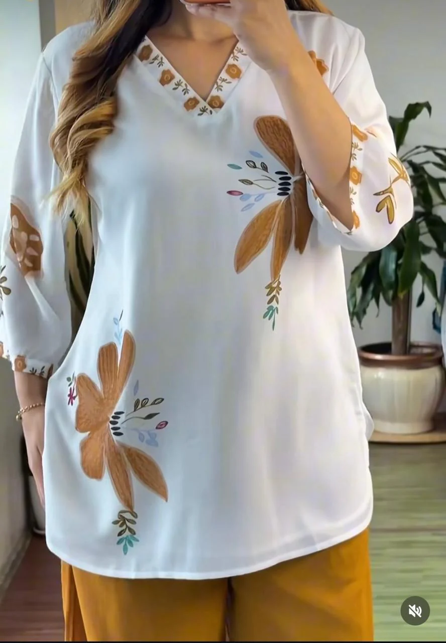 Yellow Floral Kurta Palazzo Co-ord Set - Image 2
